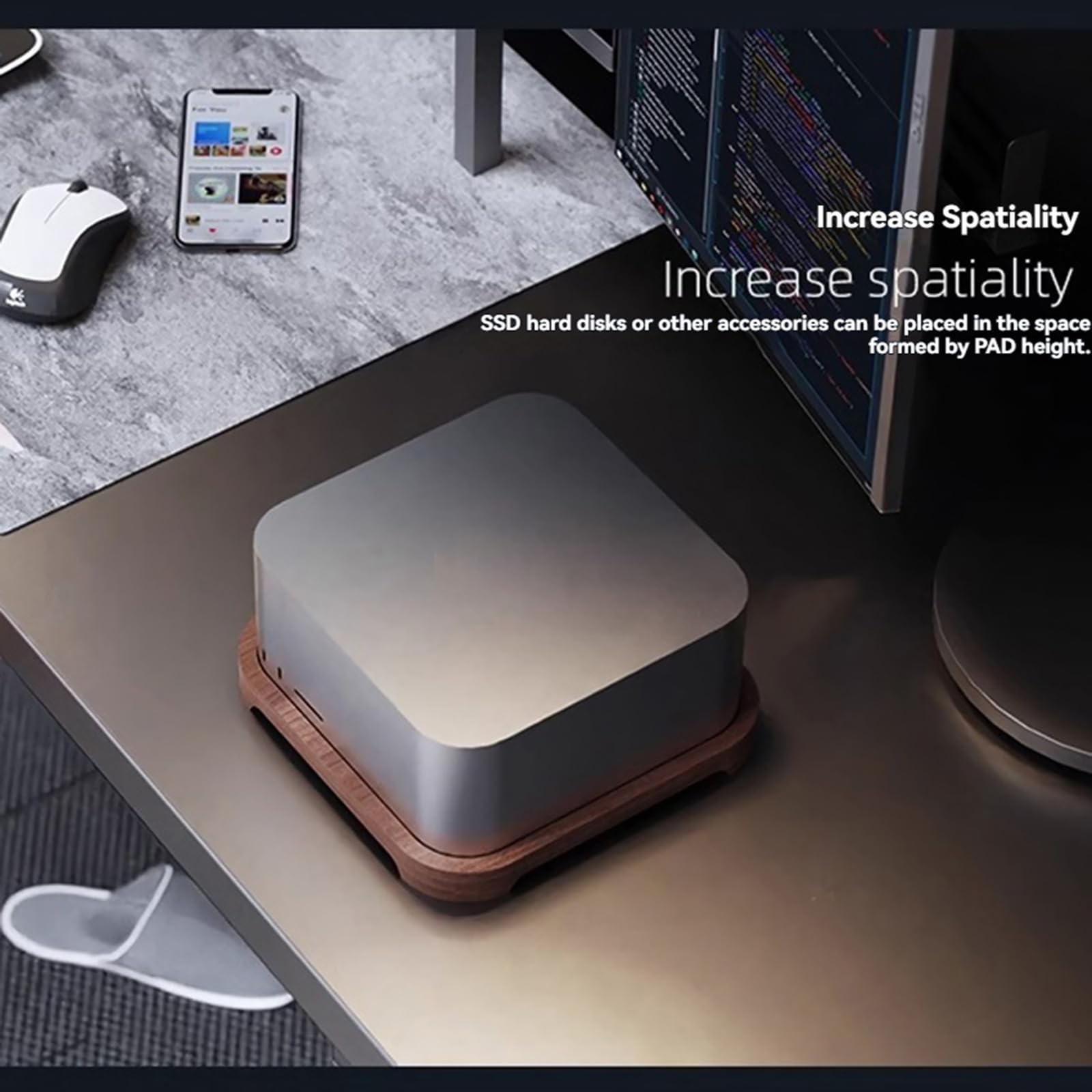 Supporto in noce compatibile con Apple Mac Studio M2 Series, staffa di raffreddamento da tavolo con filtro antipolvere per accessori per laptop Mac Studio