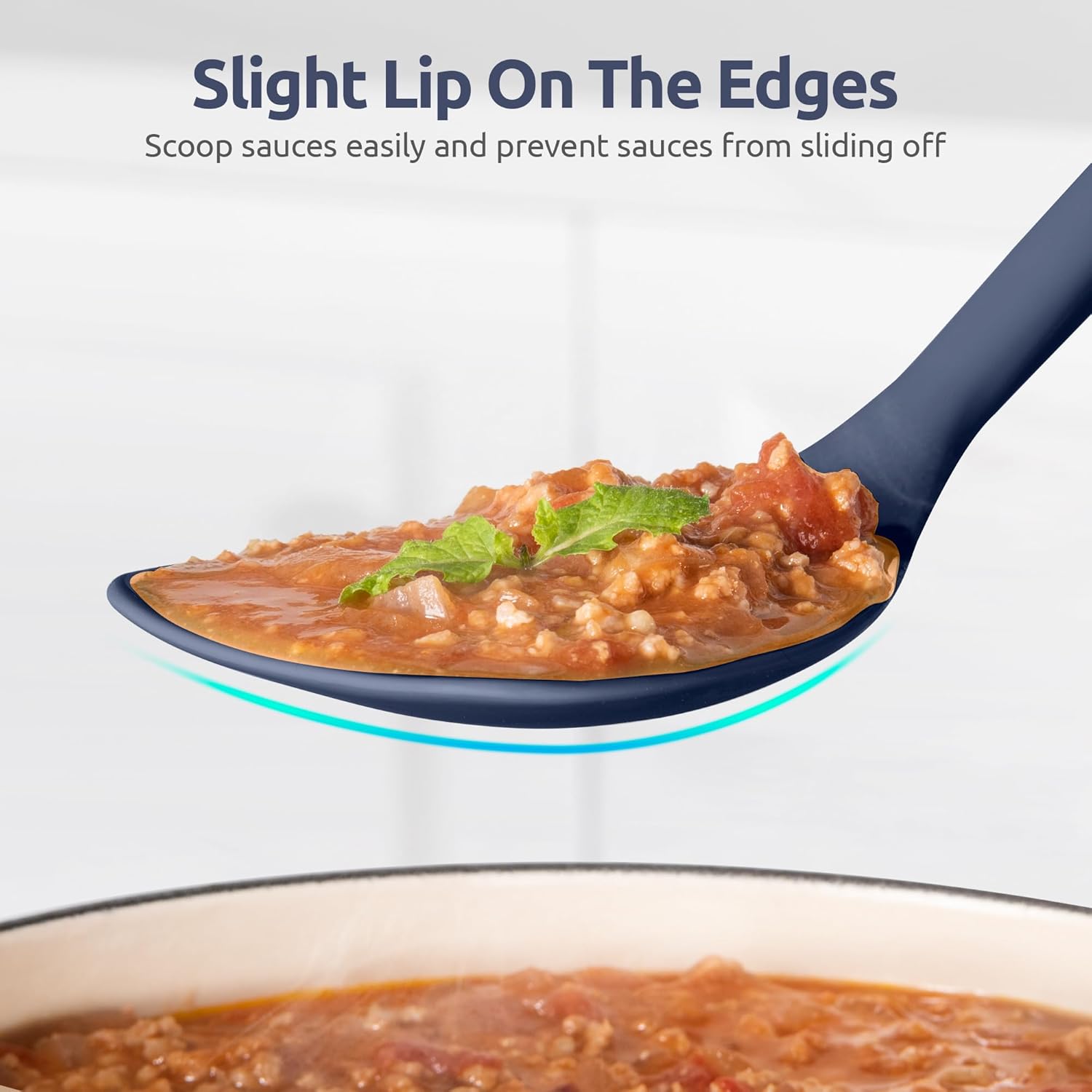 U-Taste 600ºF Heat Resistant 13.6in Long Solid & Slotted Silicone Turner and 600ºF Heat Resistant 13.76" Long, 3.63" Wide Wok Spatula for Kitchen Stir Fry (Midnight Blue)