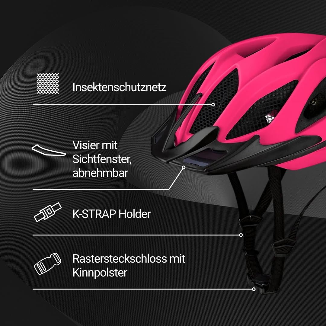 KED Spiri II Trend uniwersalny kask rowerowy ze światłem LED i reflektorem, zoptymalizowana wentylacja, siatka chroniąca przed owadami i systemem K-FIT