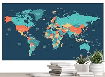 Amazon.co.jp: 世界地図ポスター ネイビー・シー (M) : ホーム