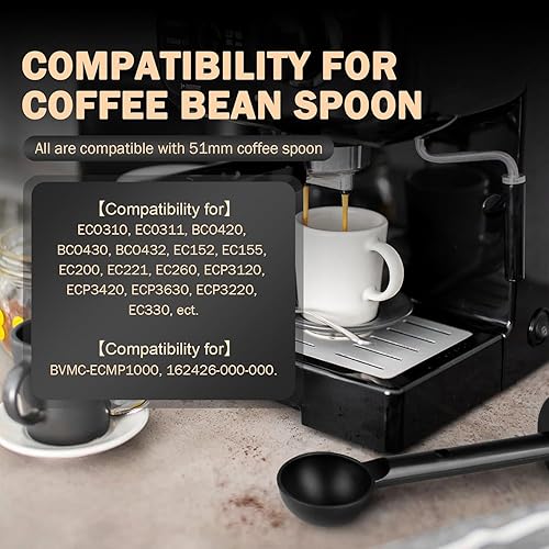 Miniatura 4 de Cuchara de café expreso 2 en 1  Repuesto para Delonghi 7313286119 y para Mr. Coffee BVMC-ECMP1000, cuchara de tamper herramienta de té para café en