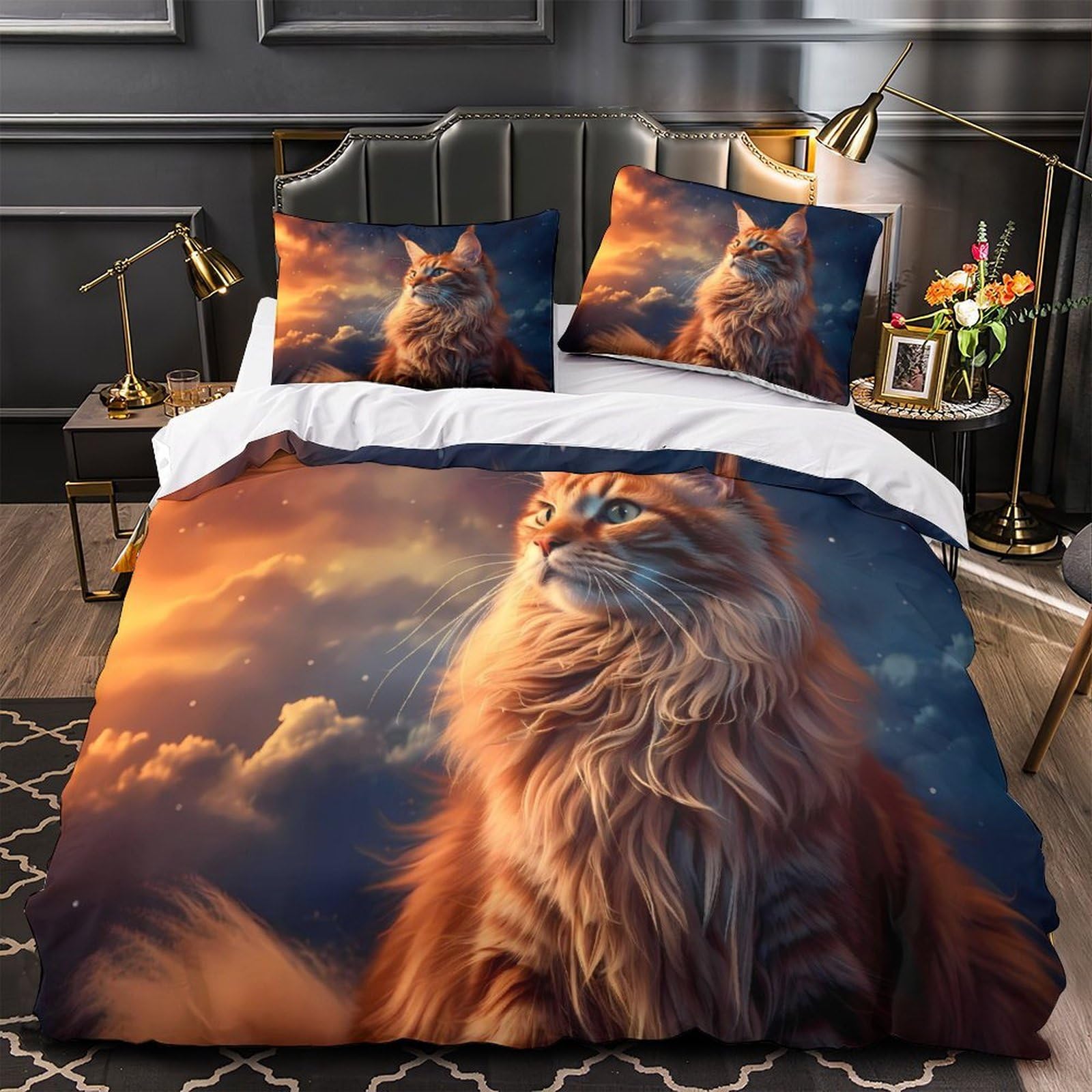 Parure de lit chien de la forêt en microfibre 260x220 cm avec housse de couette imprimée 3D