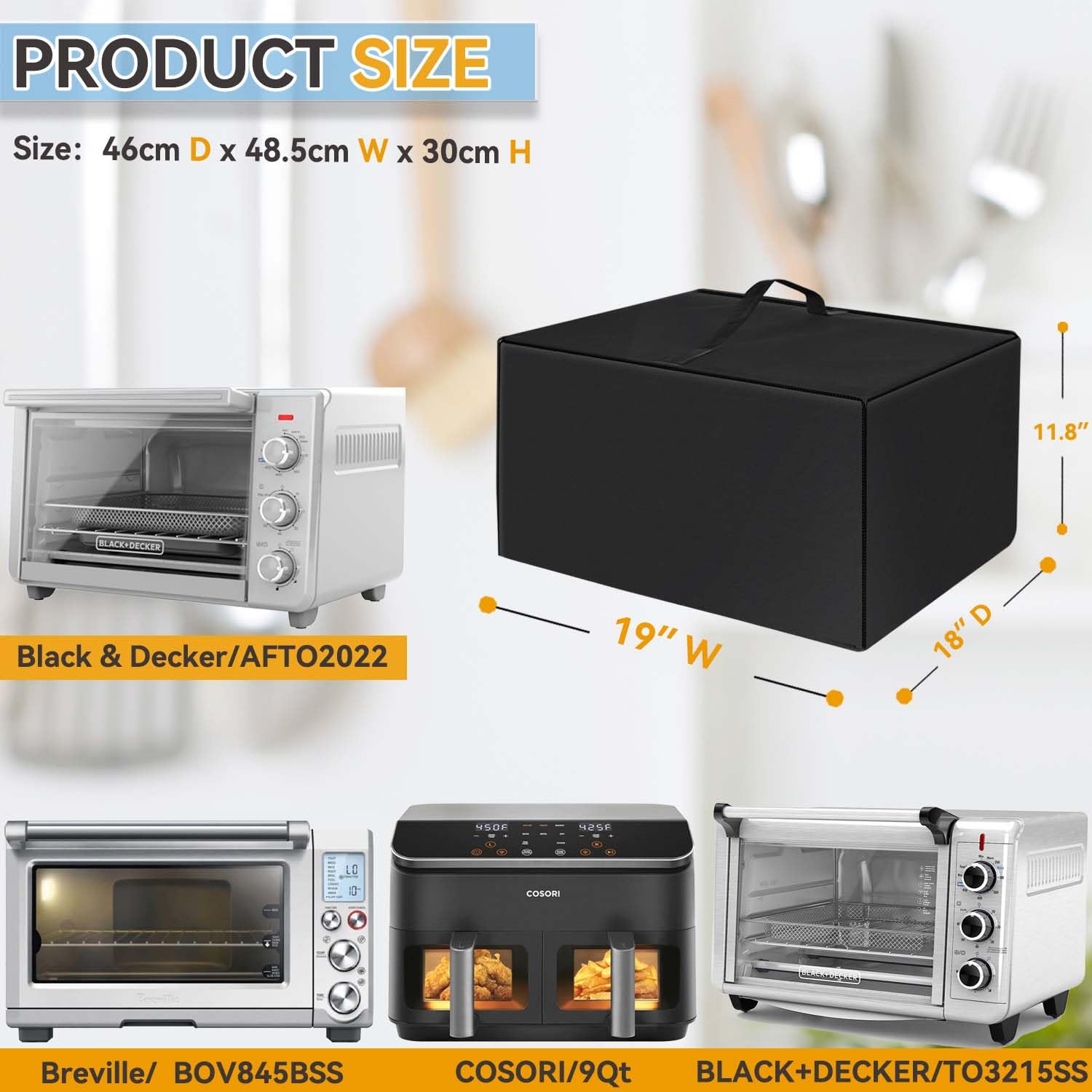 Air Fryer, oven Dust Cover,600D Thickened Nylon Material, Compatible For BLACK & DECKER AFTO2022, For BREVILLE BOV845BSS, For BLACK+DECKER TO3215SS Oven, For COSORI-9QT Air Fryer