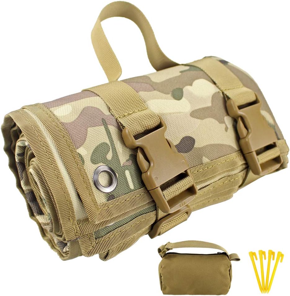 Depring Non-Padded Shooting Mat Molle Roll-up Shooter Range Pad with Gun Rest Sand Bag