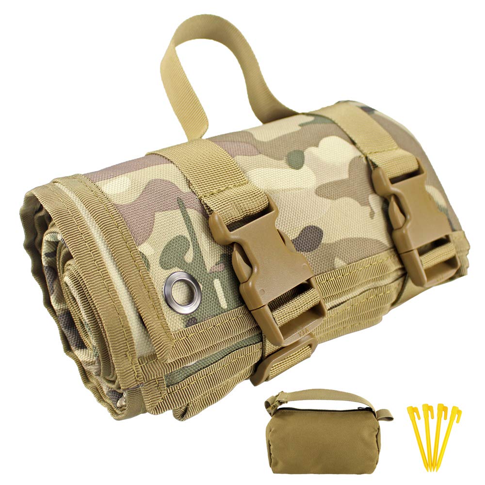 Depring Non-Padded Shooting Mat Molle Roll-up Shooter Range Pad with Gun Rest Sand Bag