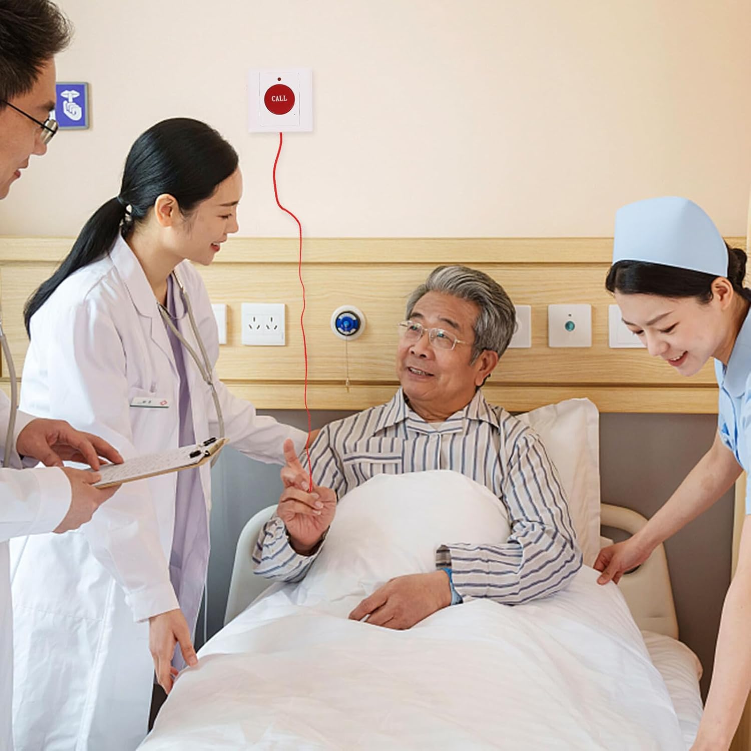 4pcs Emergency Call Button for Elderly Seniors – Pull String Wall-Mount Patient Alarm System for Bedside and Bathroom Use – Senior Fall Alert and Caregiver Assistance