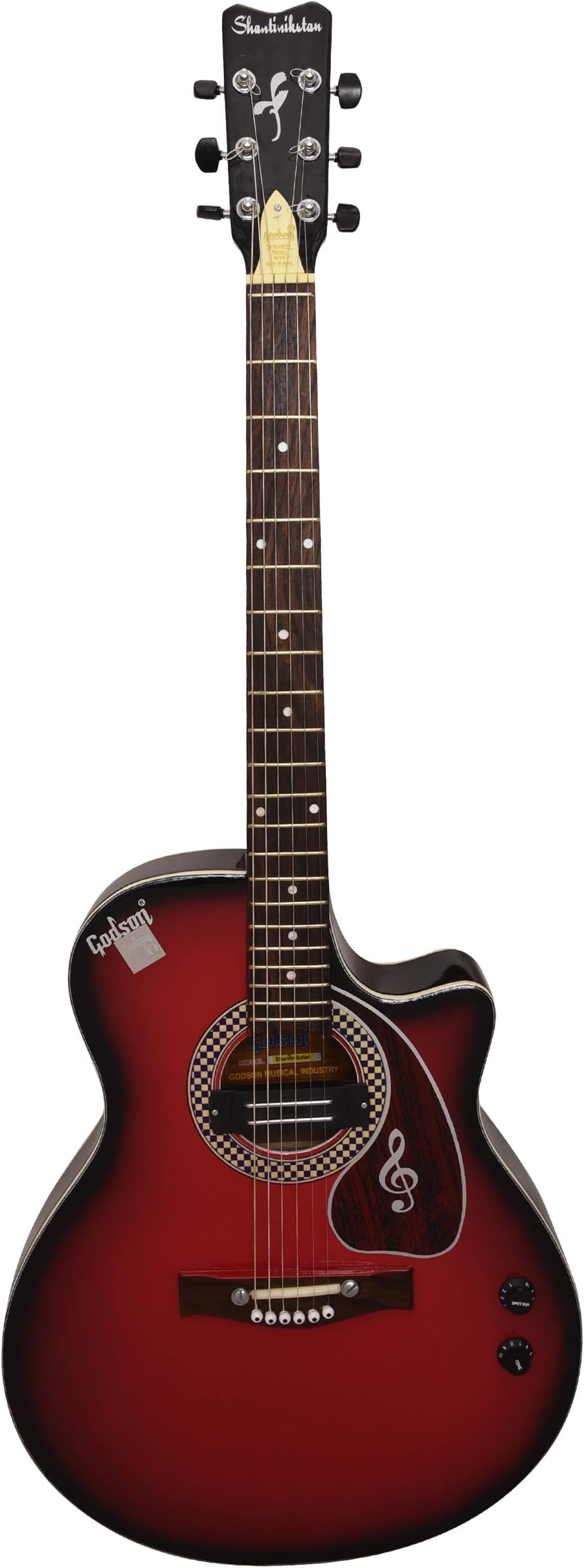 Godson Shantiniketan 6-Strings Right-Handed Acoustic Guitar-Semi-Electric with Bag (Red) Ver-3.0