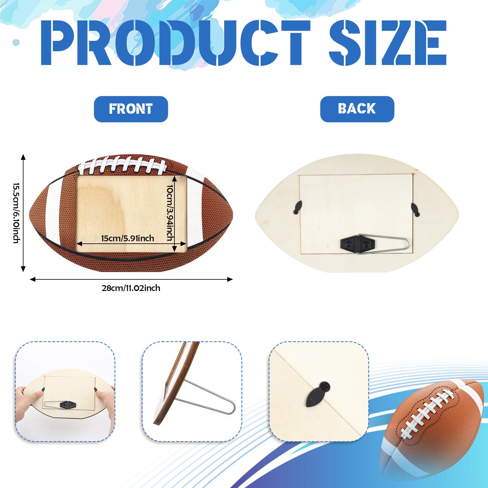 Vicenpal 3-Pack Softball Picture Frames - Sport Themed Wooden Tabletop Photo Frames, 8.27" Diameter