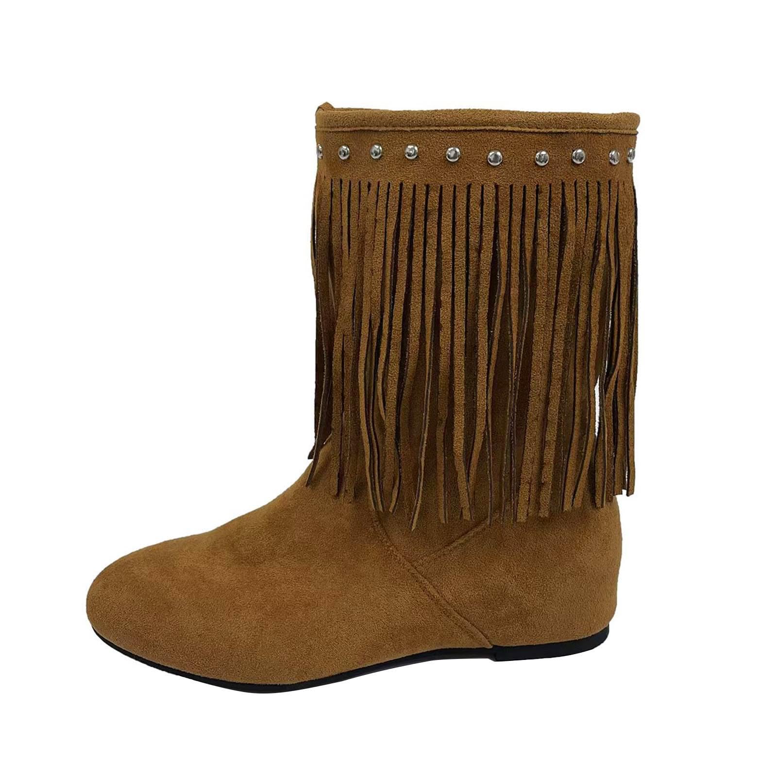 Women S Mid Calf Boots with Round Toe and Platform Heel for Casual Use with 1 6 Inch