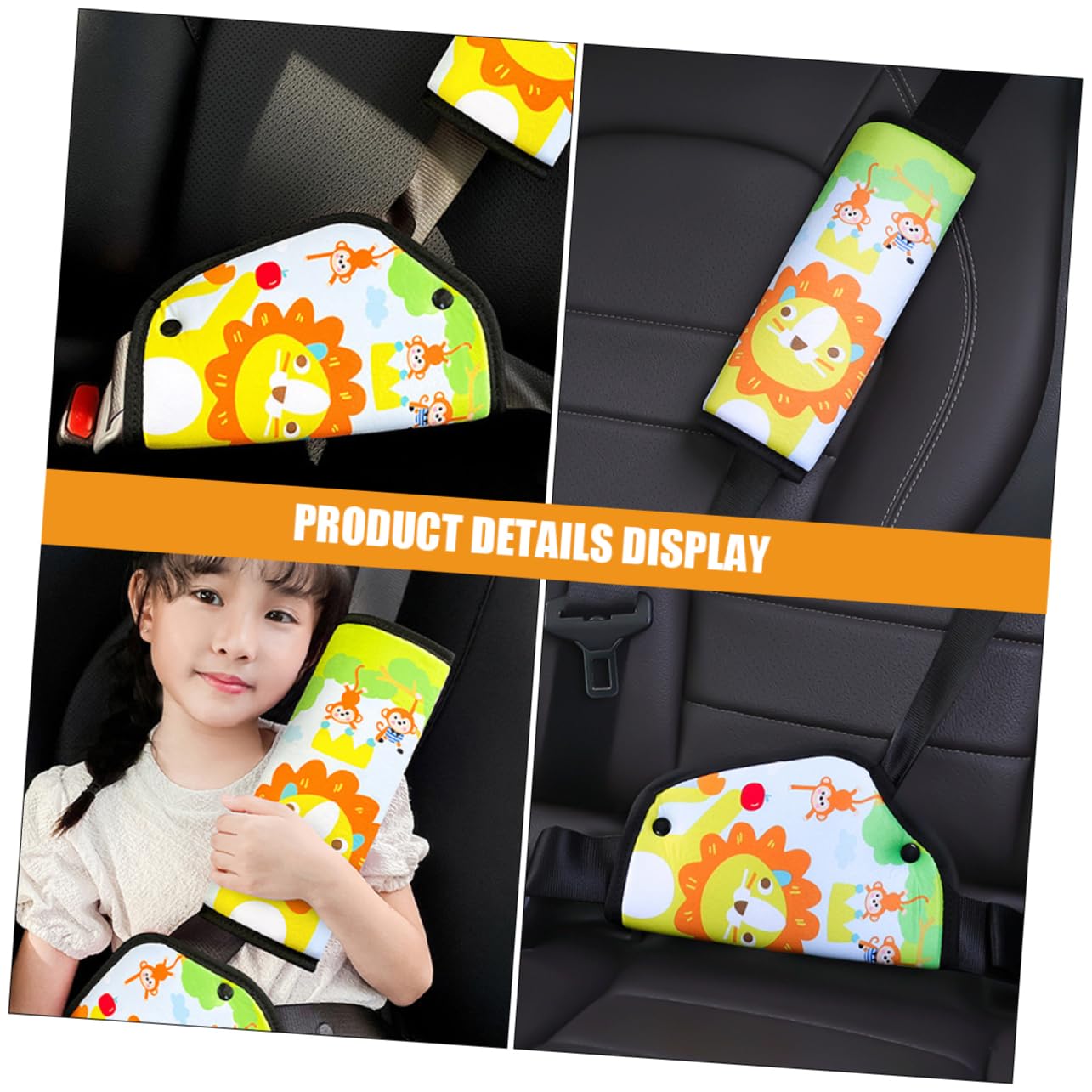 Ciieeo 5 Set Imbottitura Cintura Sicurezza per Design Cartoon Protezione Spalle e Addome Comfort e Sicurezza Adatto Tutti Veicoli