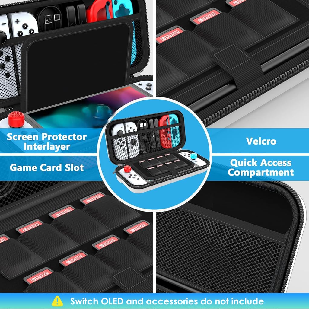 ZORBES Carrying Case for Switch Gamepad, 8-Cartridge EVA Anti-Scratch Bag 3