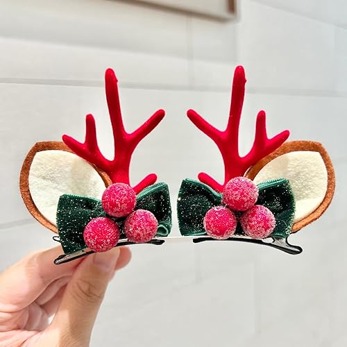Miniatura 9 de E EMZHOLE 2 pares de pinzas para el pelo de cuernos para niñas pasadores de pelo para mujer lindos cuernos de ciervo y orejas de Navidad suministros