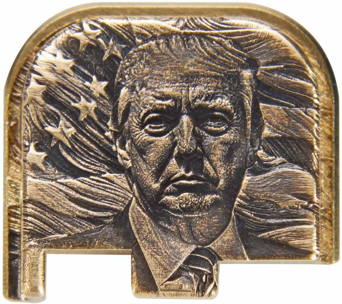 NDZ Performance Donald Trump Brass Slide Cover Back Plate for Glock 43, Glock 43X & Glock 48, Deep Engraved 3D OEM Upgrade, Made in The USA - President Donald Trump in Focus
