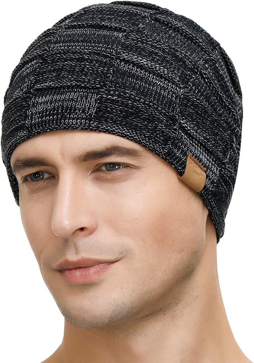 Vgogfly Slouchy Beanie for Men Winter Hats for Guys Cool Beanies Mens Lined Knit Warm Thick Skully Stocking Binie Hat Pairs - Image 3