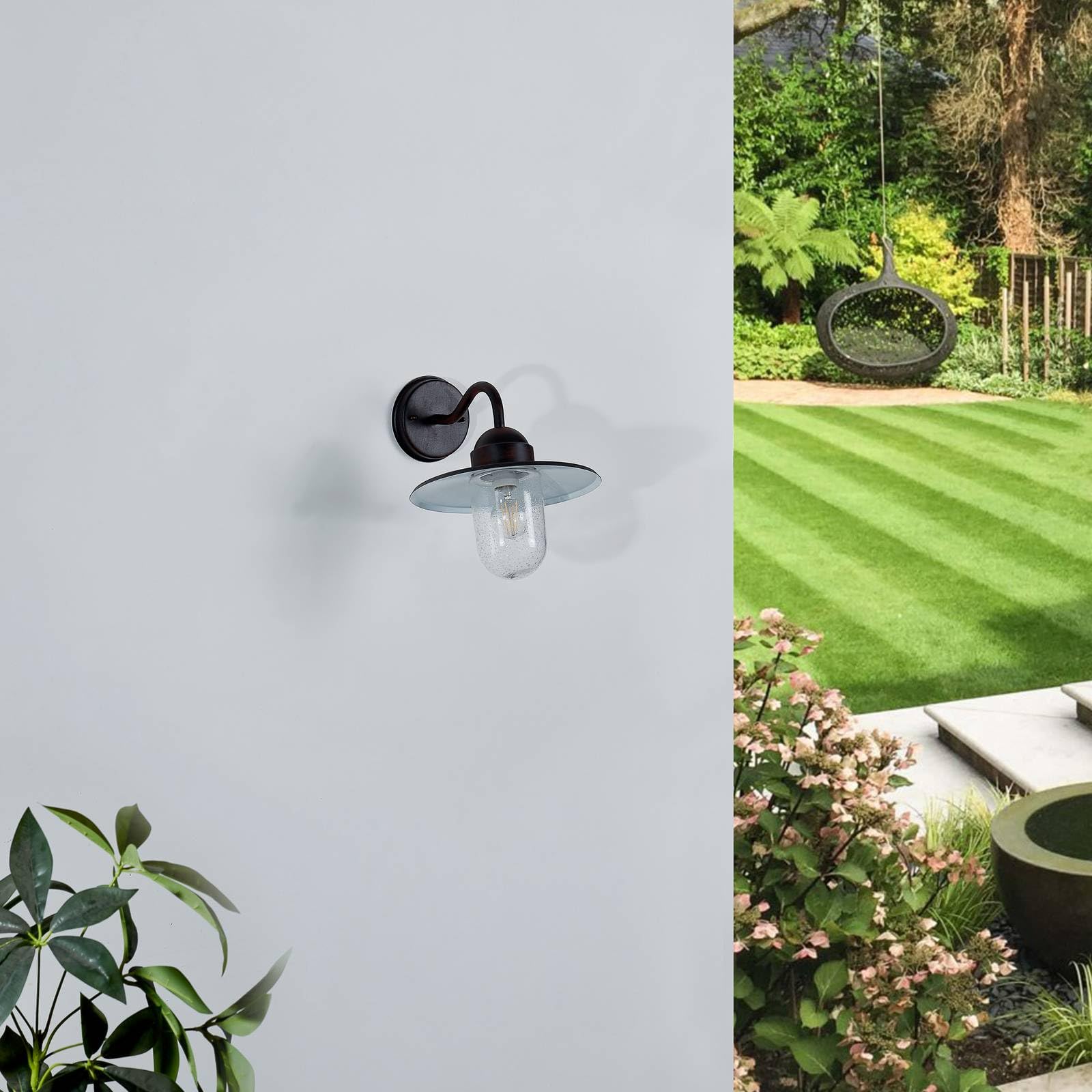 Lindby aplique de pared exterior en óxido, transparente, lámpara