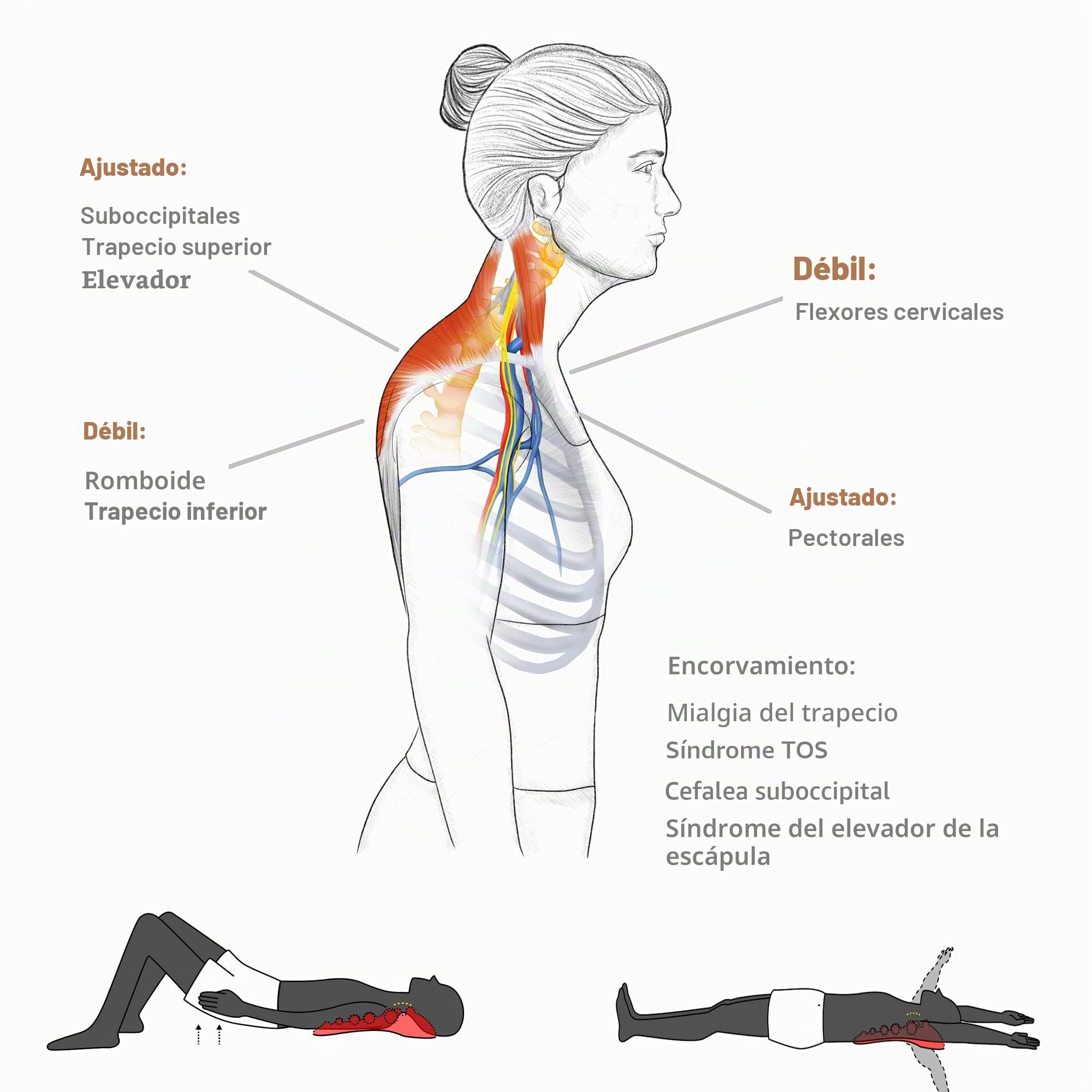 LittleMum Trapezius - Masajeador de puntos gatillo. Liberación miofásica de dolor de cuello y hombros, herramienta de liberación suboccipital, corrector de postura, alivia el dolor de espalda superior
