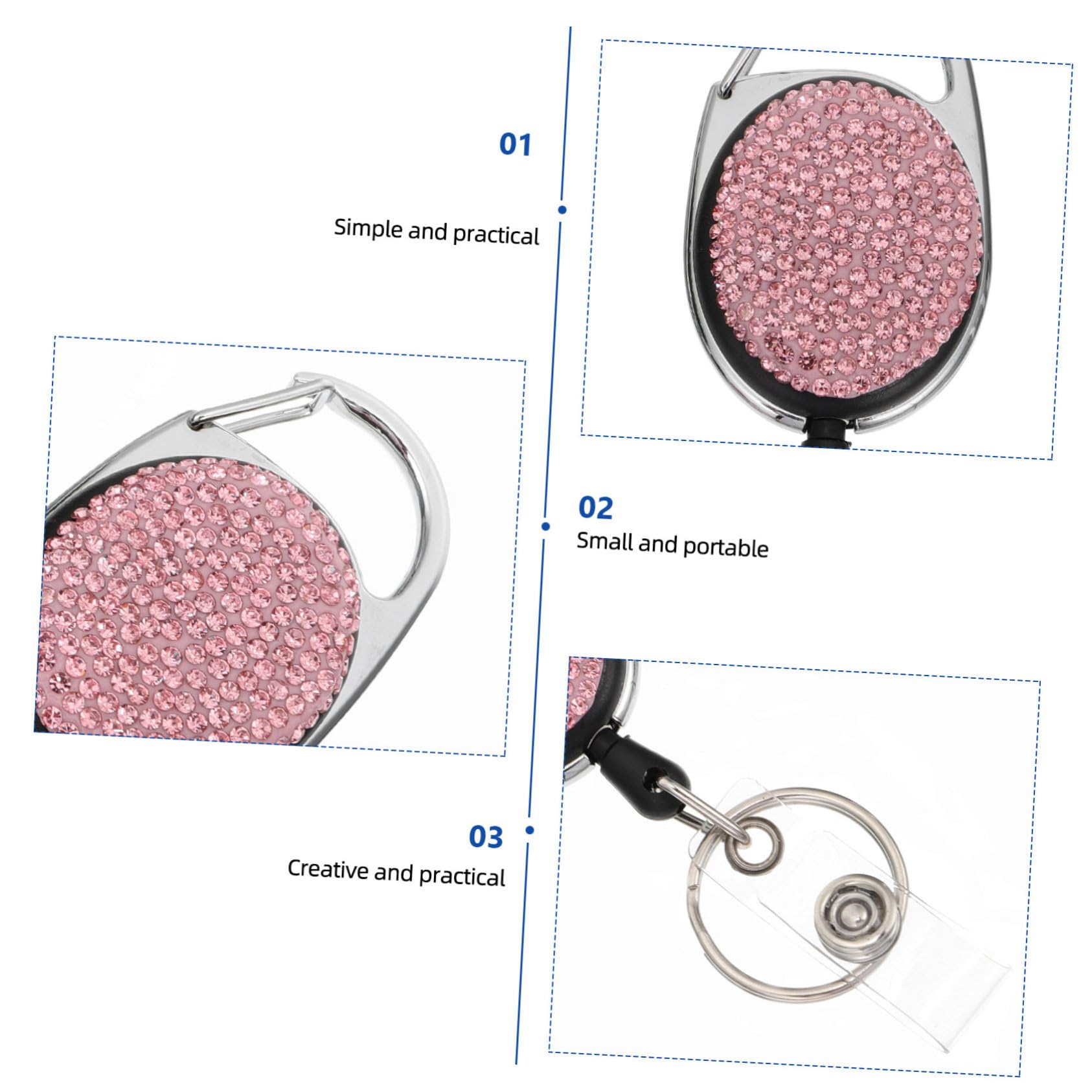 8pièces Porte-badge Enrouleur Métallique Avec Clip De Ceinture Accessoires Pour Identité Zinc