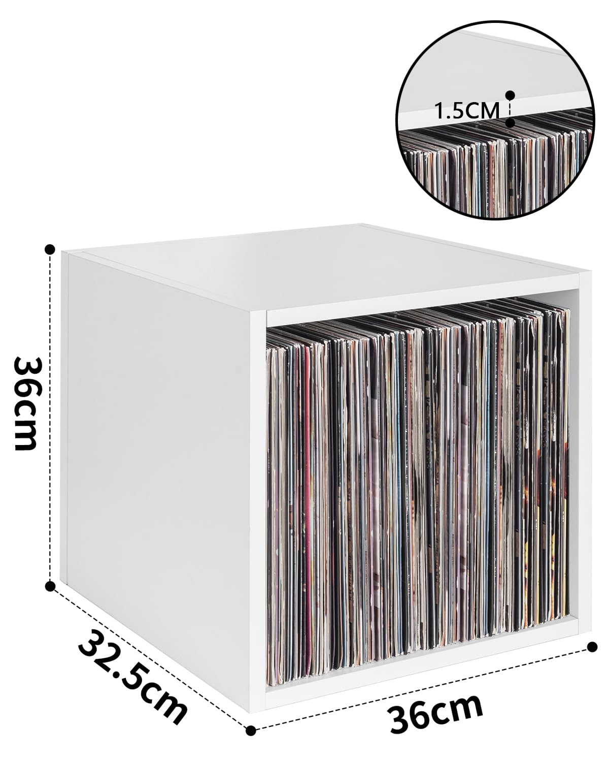 OUUTMEE 3 Stück Record Box, Hält bis zu 100 pcs Problemlos stapelbar, DIY-Design, kann als CD-Präsentationsständer Verwendet Werden,Weiß