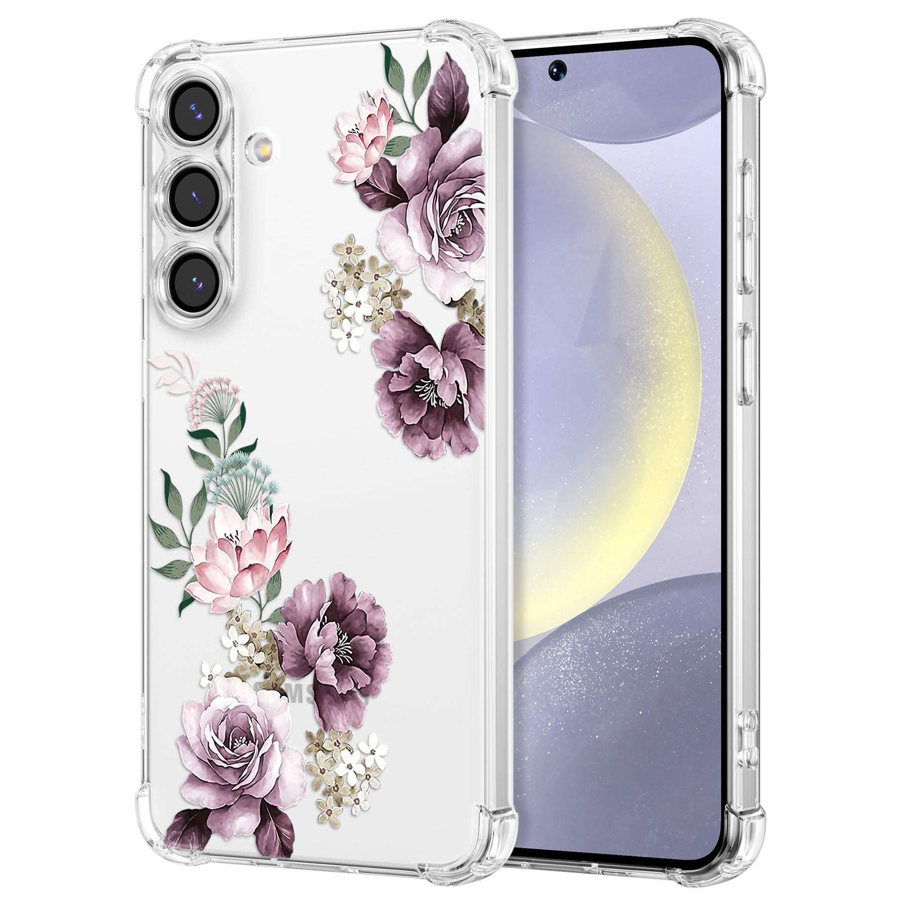 DEFBSC Soft Case Compatible with Samsung Galaxy A16 4G/5G, Clear Floral Flower Pattern Print Design Flexible TPU Shockproof Cover for Women Girls,