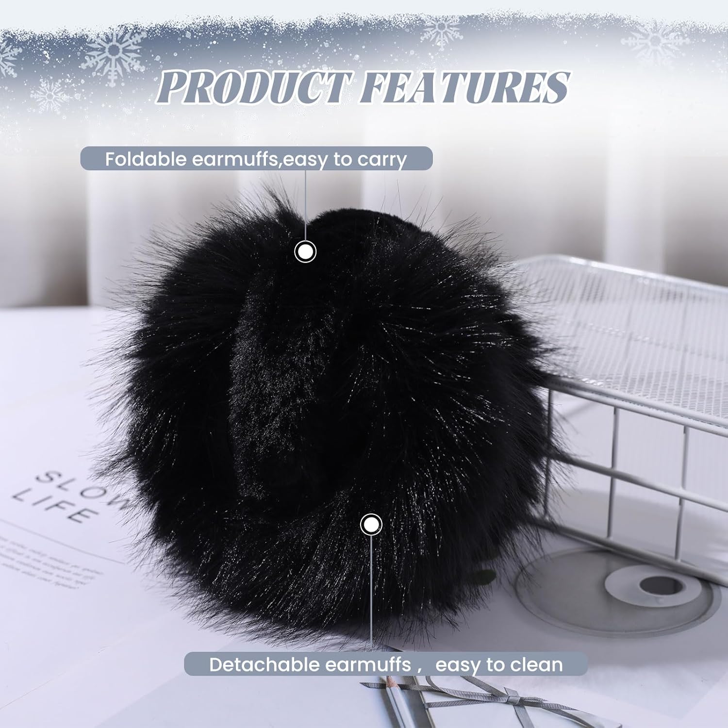 3 PCS Women's Winter Ear Muffs Foldable Faux Fur Earmuffs Fluffy Ear Warmers - Image 3