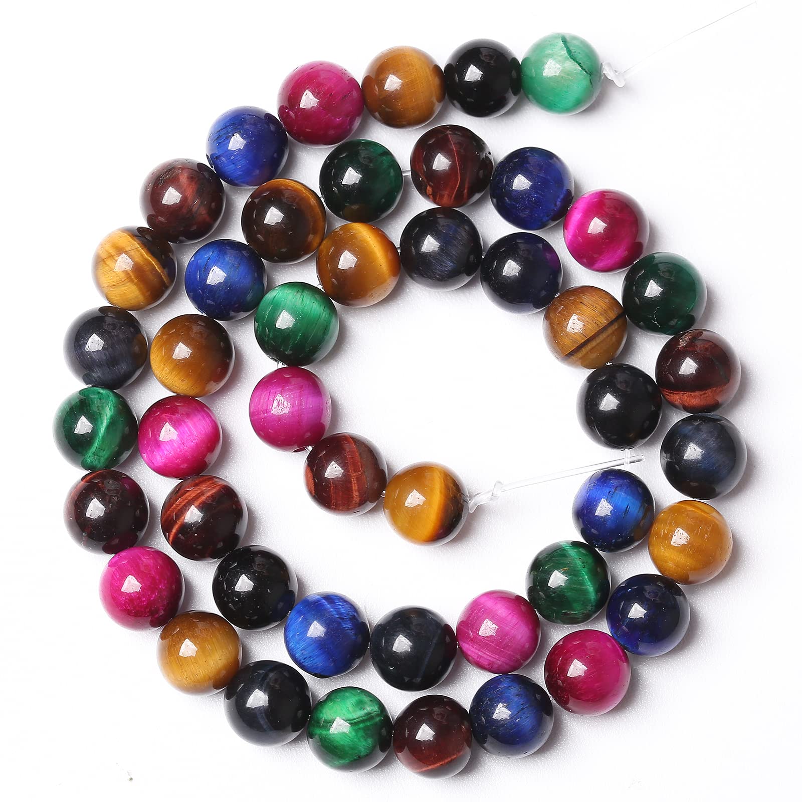 32pcs 12mm AAA Naturale Colorato Occhio di Tigre Pietre Perline Gemme Rotonde Distanziatore Perline sfuse per la creazione di gioielli fai da