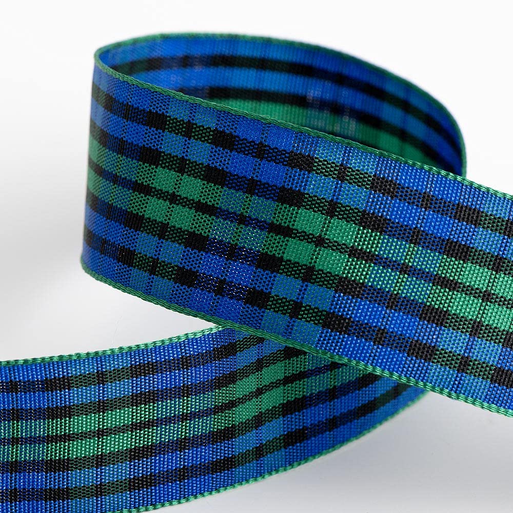 Tartan Ribbon 25mm x 10M - Green/Blue