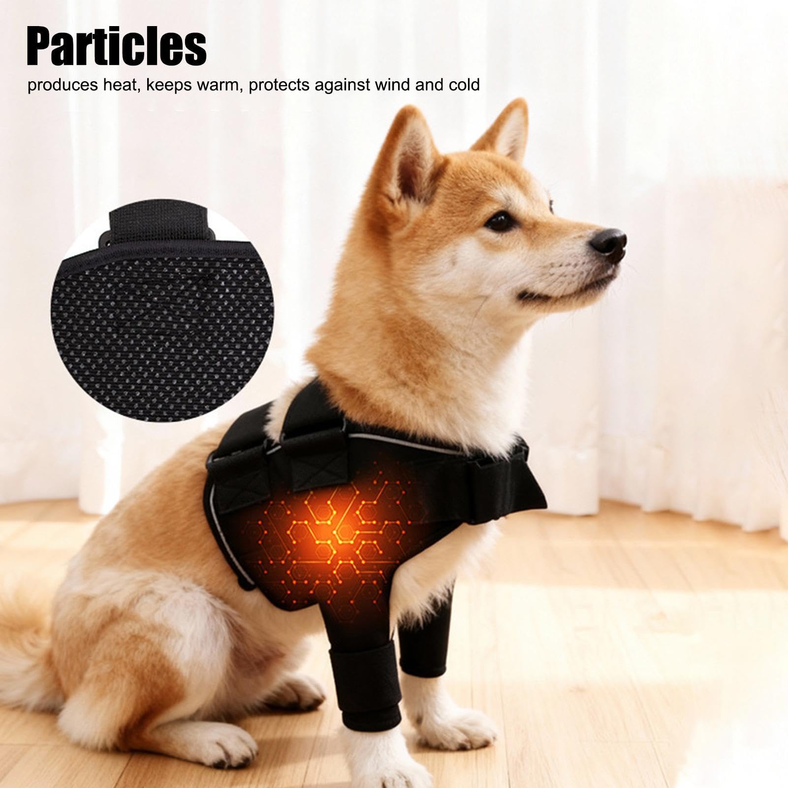 Verstellbare Kompressionsbandage mit Heizung, Hunde-Schulterstützgeschirr, atmungsaktiv, warmer Schulterschutz für ältere behinderte Hunde und zur Erholung der postoperativen Mobilität
