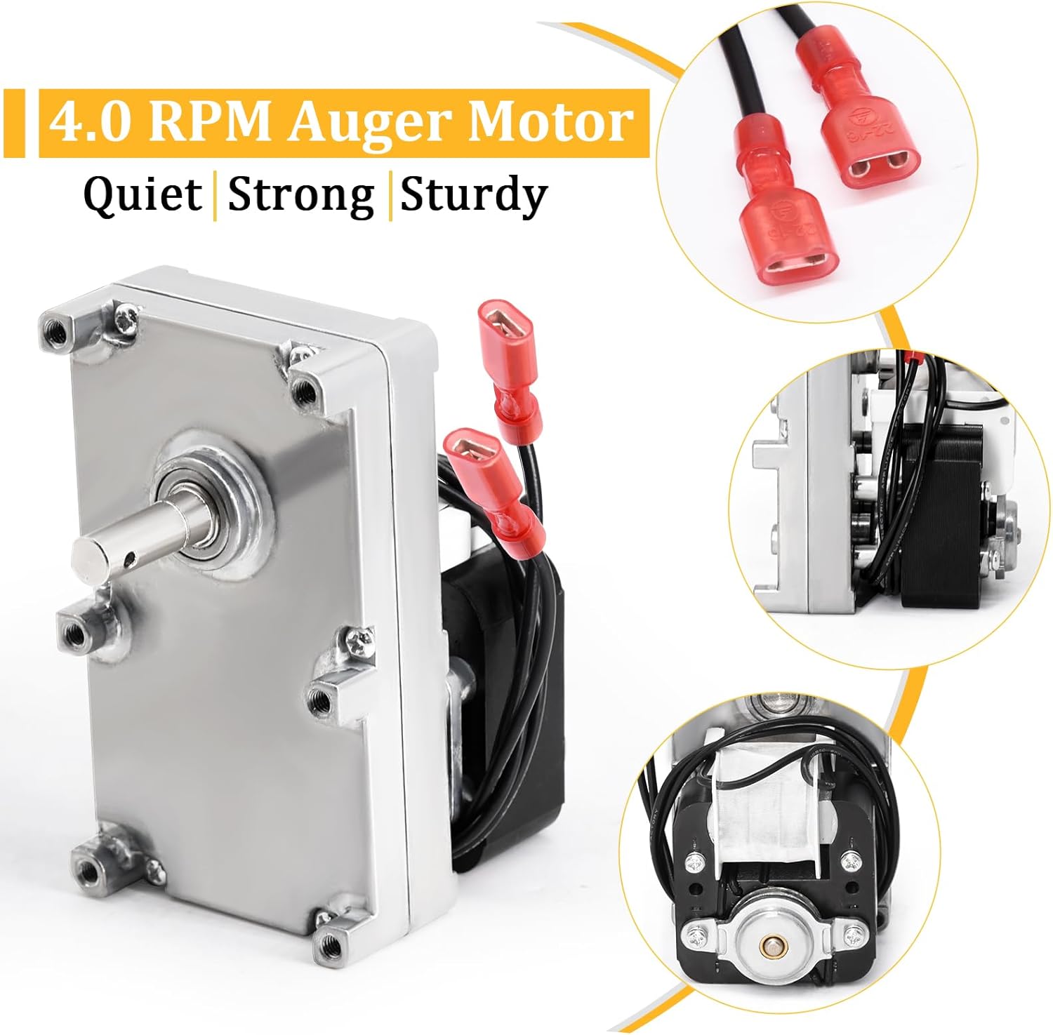 Replacement Agitator & Auger Motor 80456 for US Stove USSC American Harvest 6041 6039 6041i 6037 6033, Breckwell SP6000 Pellet Stoves, 4 RPM Clockwise W/Hole Auger Feed Motor for US Stove