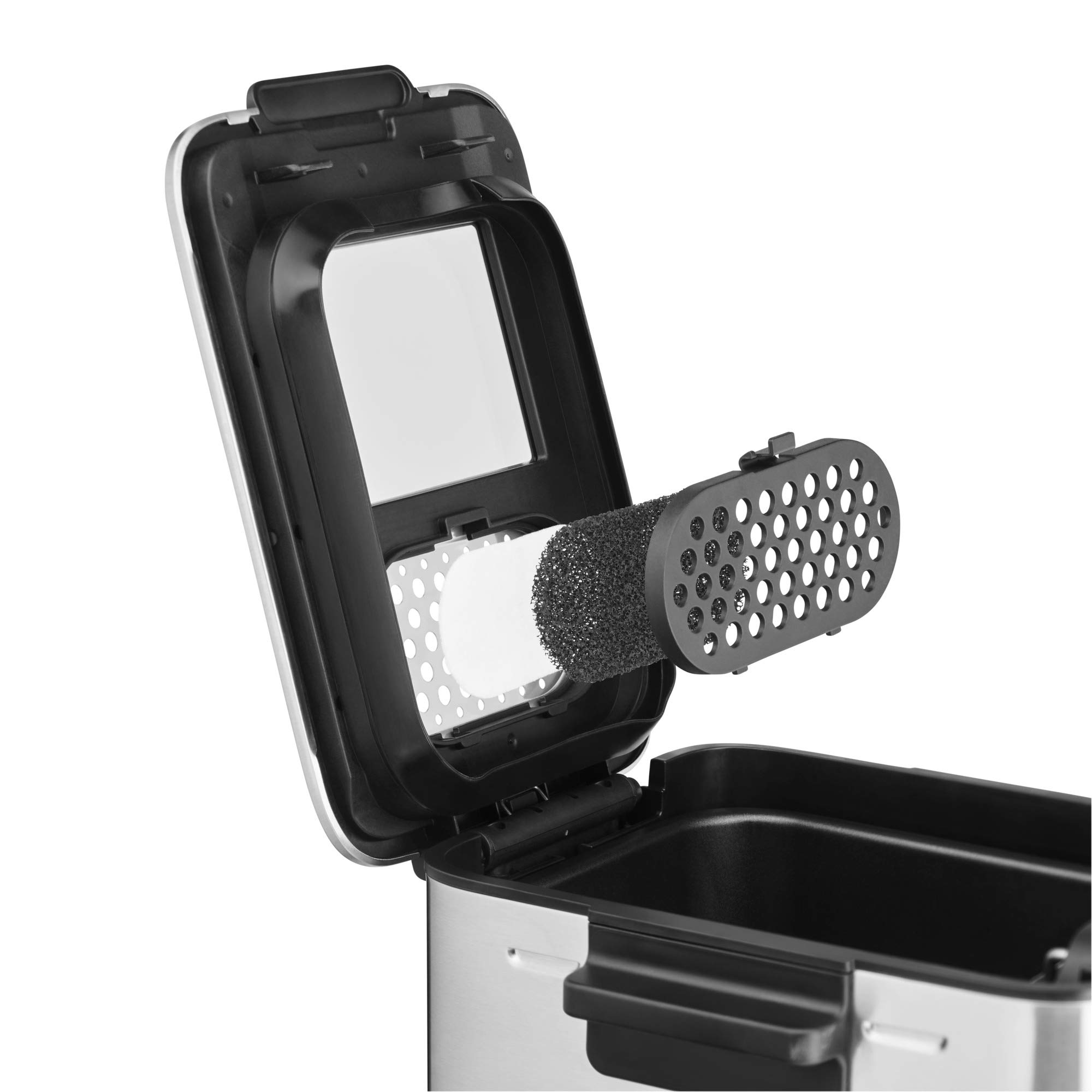 WMF Küchenminis mini frytkownica z tłuszczem/olejem, mini frytkownica z krajalnicą do ziemniaków, 1000 W, wyjmowany pojemnik na olej, na chrupiące frytki, stal nierdzewna matowa