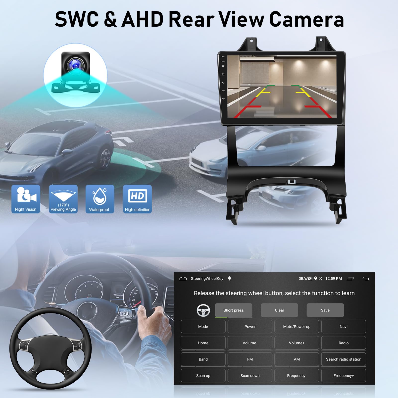 NHOPEEW 2+64G Autoradio pour Peugeot 3008 2009-2015 - sans Fil Carplay & Android Auto - Autoradio 9 Pouces Android avec WiFi GPS EQ FM RDS + AHD Caméra de recul&Mic