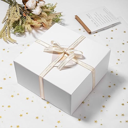 Miniatura 3 de Mcfleet Cajas de regalo con tapas de 10 x 10 x 5 pulgadas, paquete de 10 cajas de propuesta de dama de honor, caja de regalo de cartón blanco para