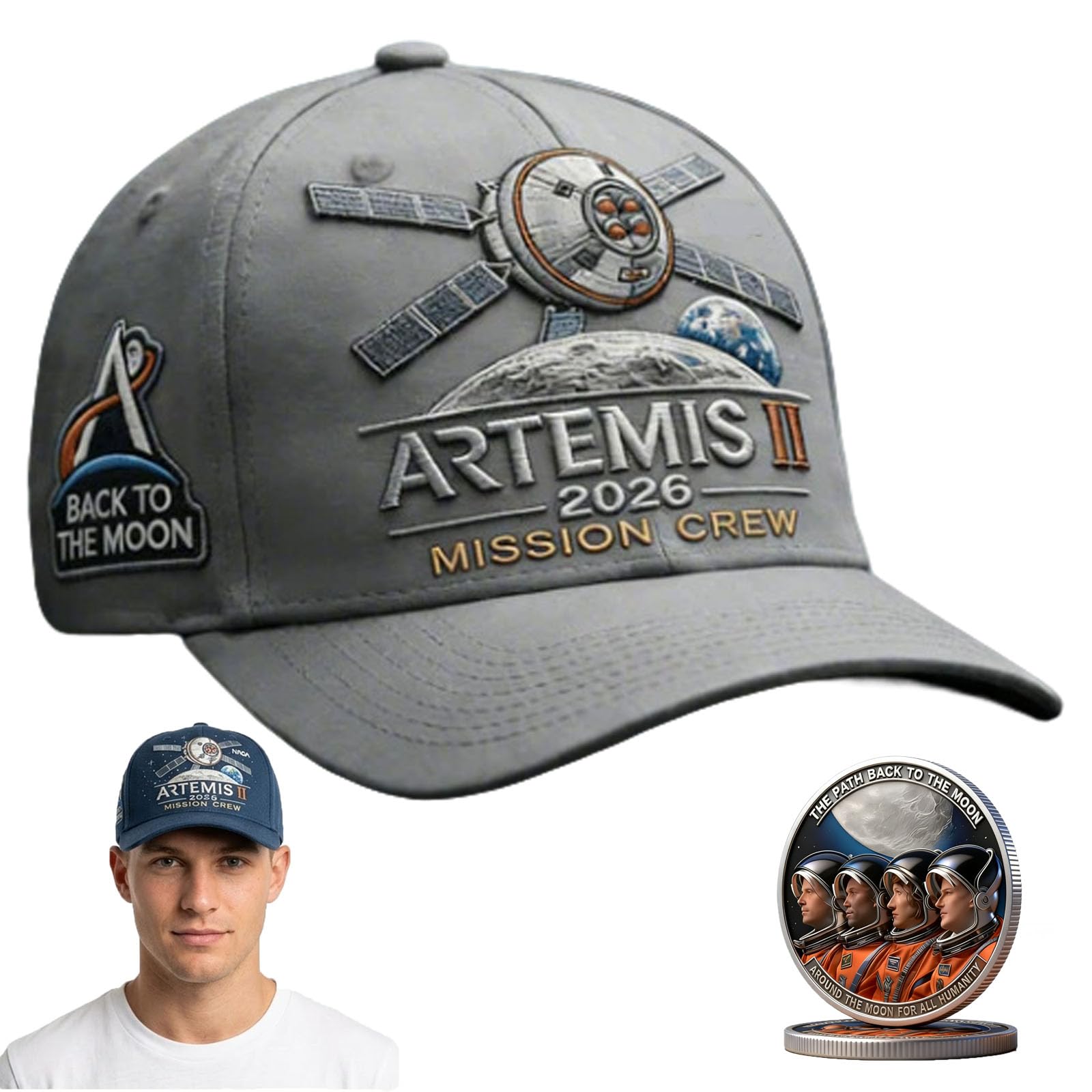 Artemis II Lunar Mission Commemorative Cap, Back to the Moon Lunar Mission Hat, Adjustable Artemis 2 Space Gift — view 9