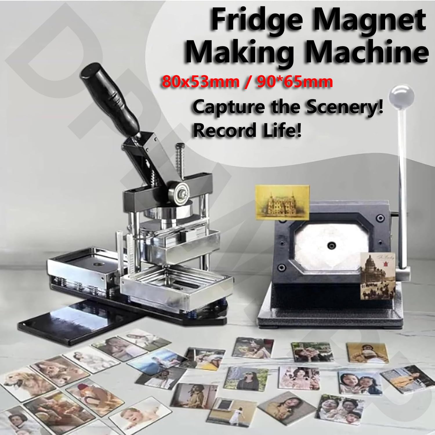 Zestaw maszyn do robienia magnesów, prasa magnetyczna na lodówkę fotograficzną z kwadratowym przecinakiem magnetycznym, zawiera materiały kartonowe do magnesów 90 x 65 mm, łatwy w użyciu