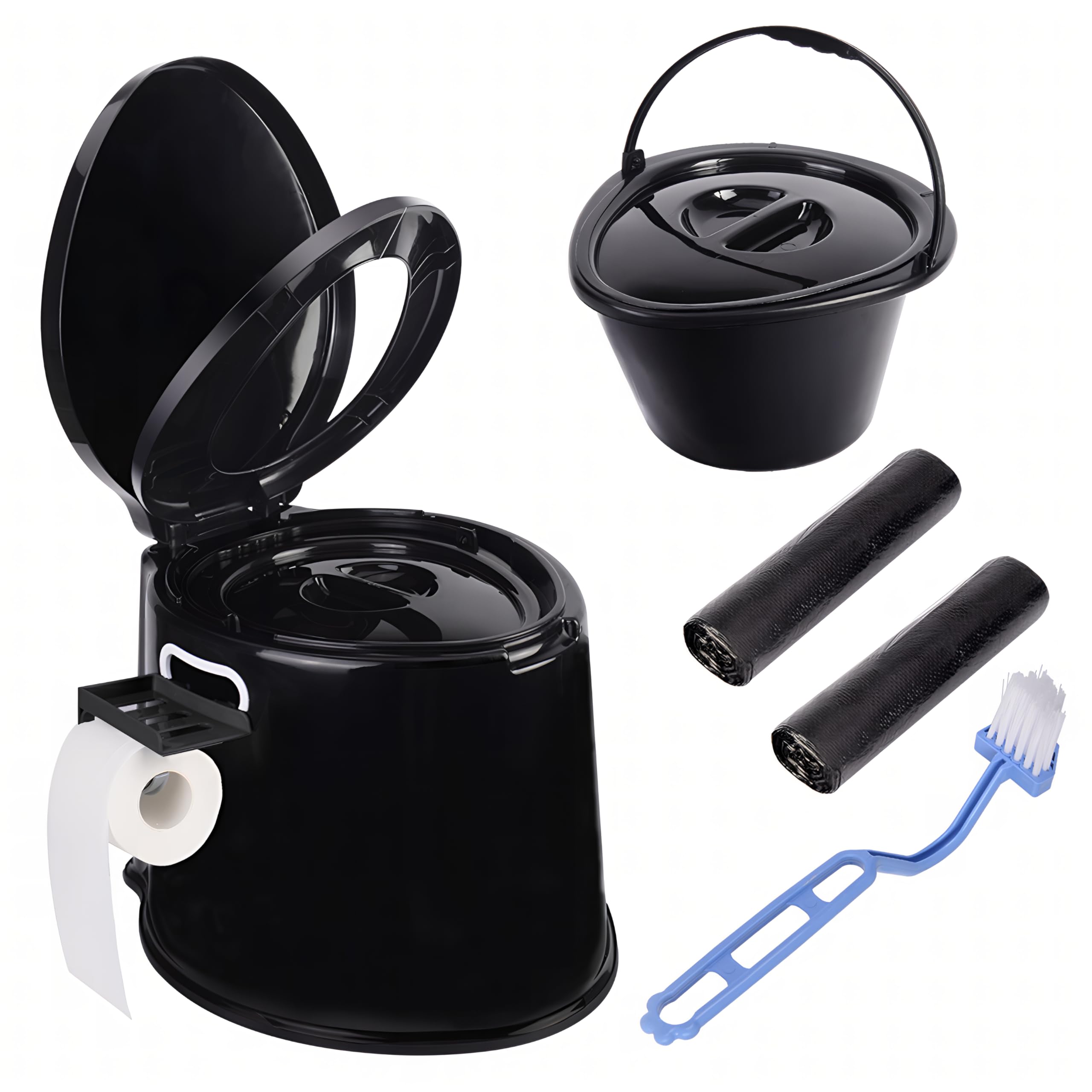 WC portatile, WC per adulti e bambini, secchio mobile da 5,3 galloni, WC da campeggio e camper, adatto per campeggio, escursionismo, camper, barca, camera da letto