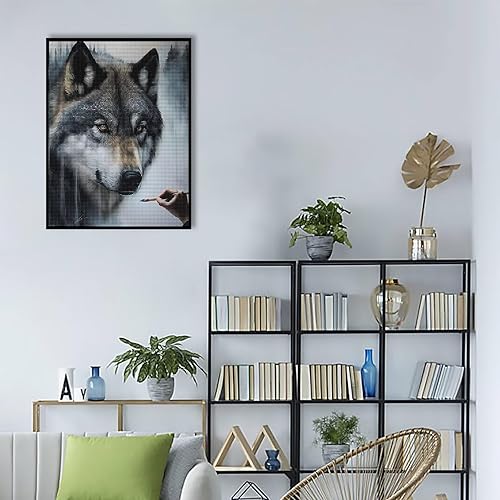 Miniatura 5 de Treff Pintura de diamante 5D, pintura artística del rey lobo, kits de arte de diamantes para adultos, puntos de diamante, pintura con diamantes