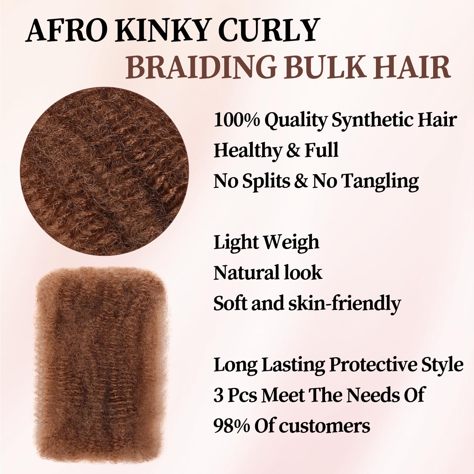 XIIMENALU Afro Kinky Curly Braiding Bulk Hair For Mini Twists Afro Kinkys Bulk Synthetic Cuban Twist Hair Soft Locs Micro Spring Twist For Dreadlocks Loc Repair (30# - Image 3
