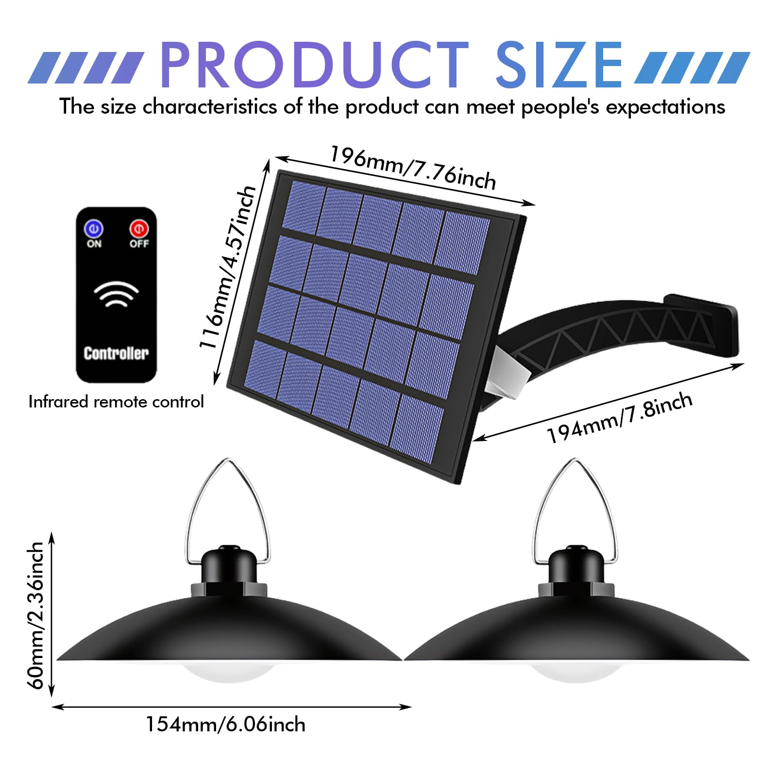 Solar Hängelampe,IP65 Wasserdicht,Solarlampen Für Außen Hängend Mit Fernbedienung,Solarlampen Für Außen Innen,Doppelköpfige Hängend Solarlampen Für Outdoor,Innen,Garten,Warm Weiß