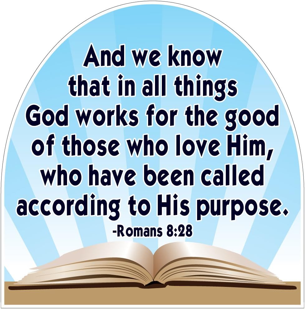 VictoryStore Yard Sign Outdoor Lawn Decorations: Christian Yard Sign - Romans 8:28 - Corrugated Plastic Shaped Yard Sign w/ 2 E-Z Stakes.