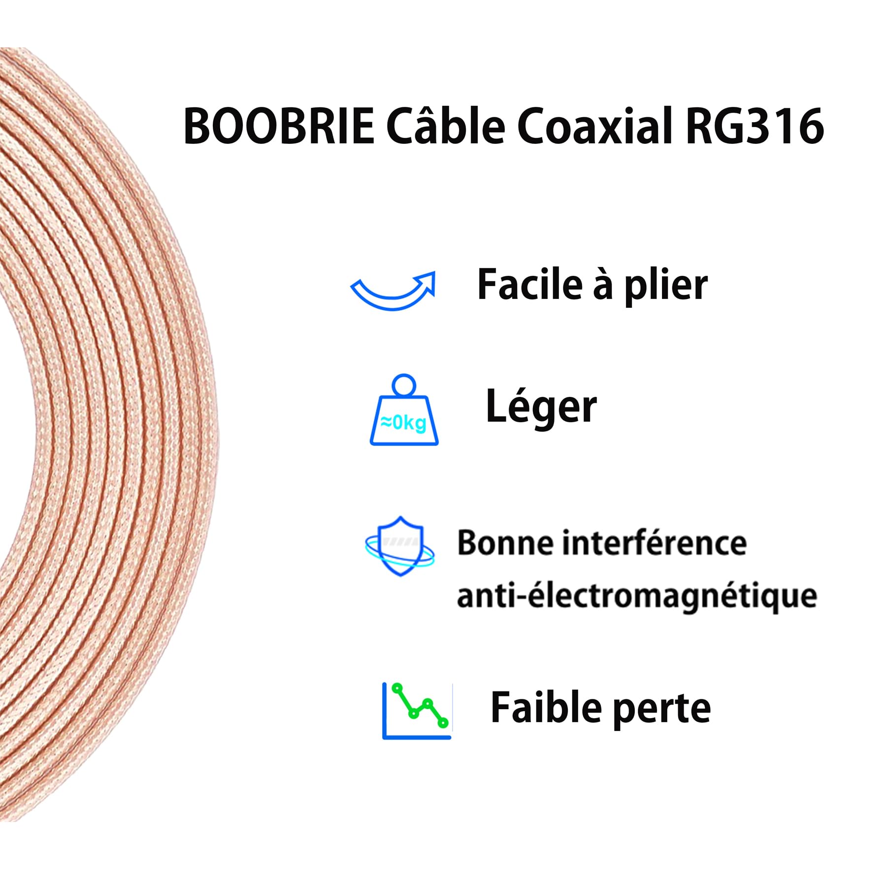 Câble Coaxial RG316 SMA Mâle vers Femelle 1M - Extension Antenne avec Connecteur Angle Droit pour Antenne Mobile/WiFi