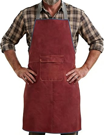 Leather Welding Work Apron, Heat and Flame Resistant with Quick buckle, Size 34.3x23.2 Inch