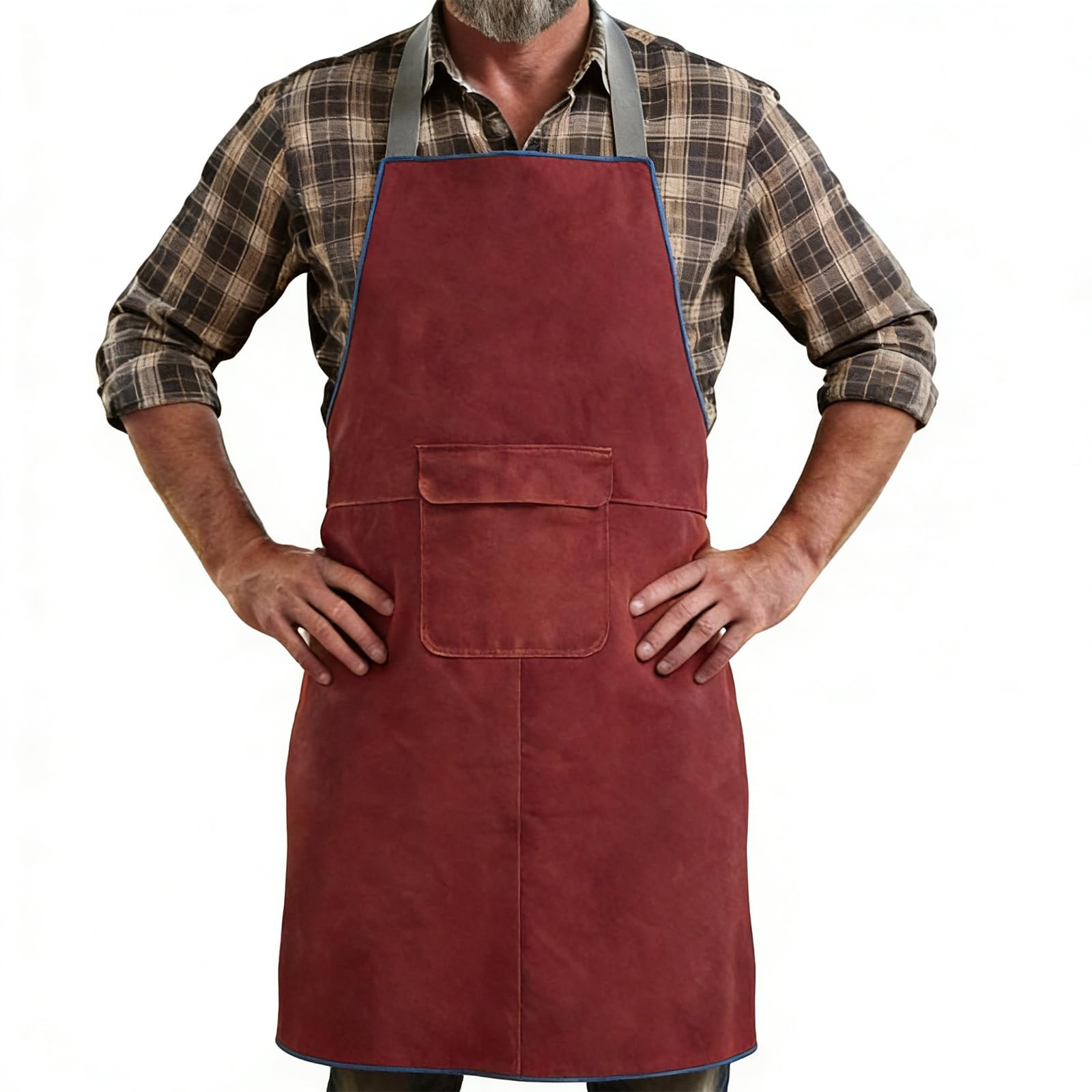 Zymuegist Leather Welding Work Apron, Heat and Flame Resistant with Quick buckle, Size 34.3x23.2 Inch (Brown)