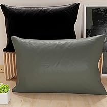 PETTI Artigiani Italiani – Coppia di Federe Cuscino 145×40 cm in Microfibra, Cuscini Arredo Camera da Letto, Divano, Set 2 Fodere Copricuscino, Federa Double Face Grigio e Nero
