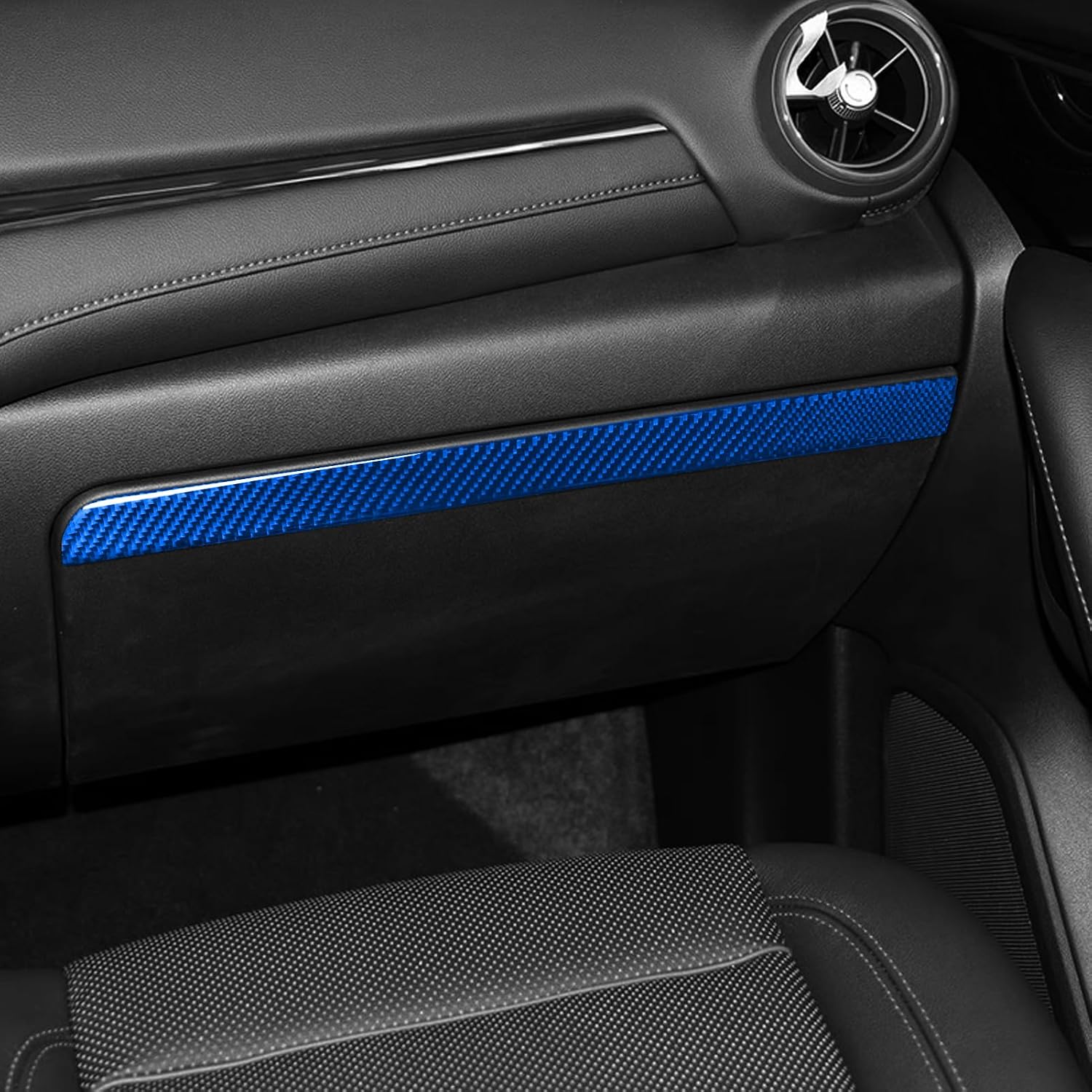 New Dark Blue Carbon Fiber Accessories Car Co-Pilot Storage Box Upper Trim Strip Cover Interior Trim Sticker Decal Compatible with Chevrolet/Chevy Blazer 2019-2025 2020 2021 2022 2023 2024
