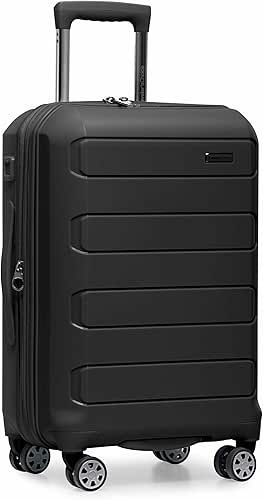 Traveler's Choice Pagosa Indestructible Hardshell Expandable Spinner Luggage, Black, 22-Inch