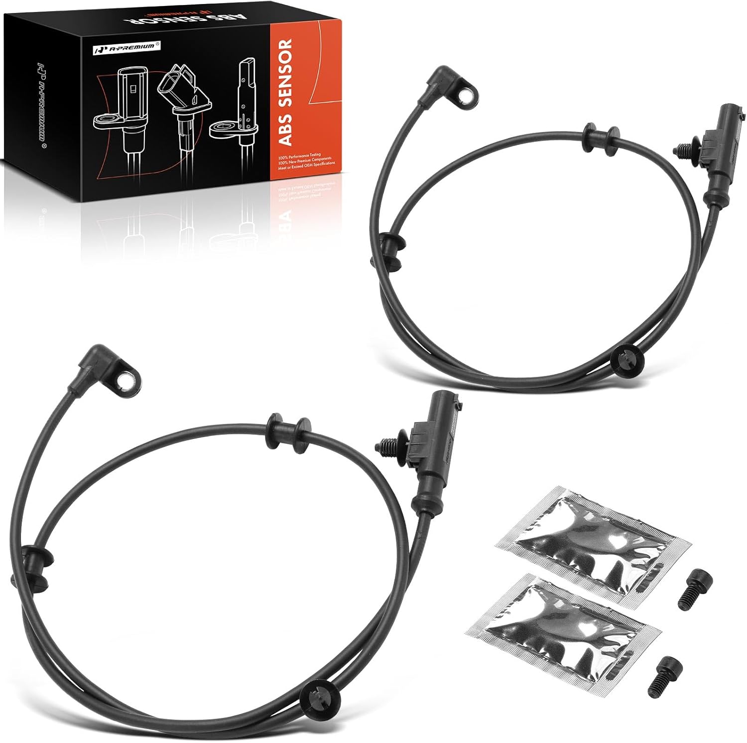 A-Premium 2PC Set Front ABS Wheel Speed Sensors Compatible with Dodge Durango 2004 2005 - Front Driver and Passenger Side, 2-PC Set, Replace# 0265007601, 5096051AA