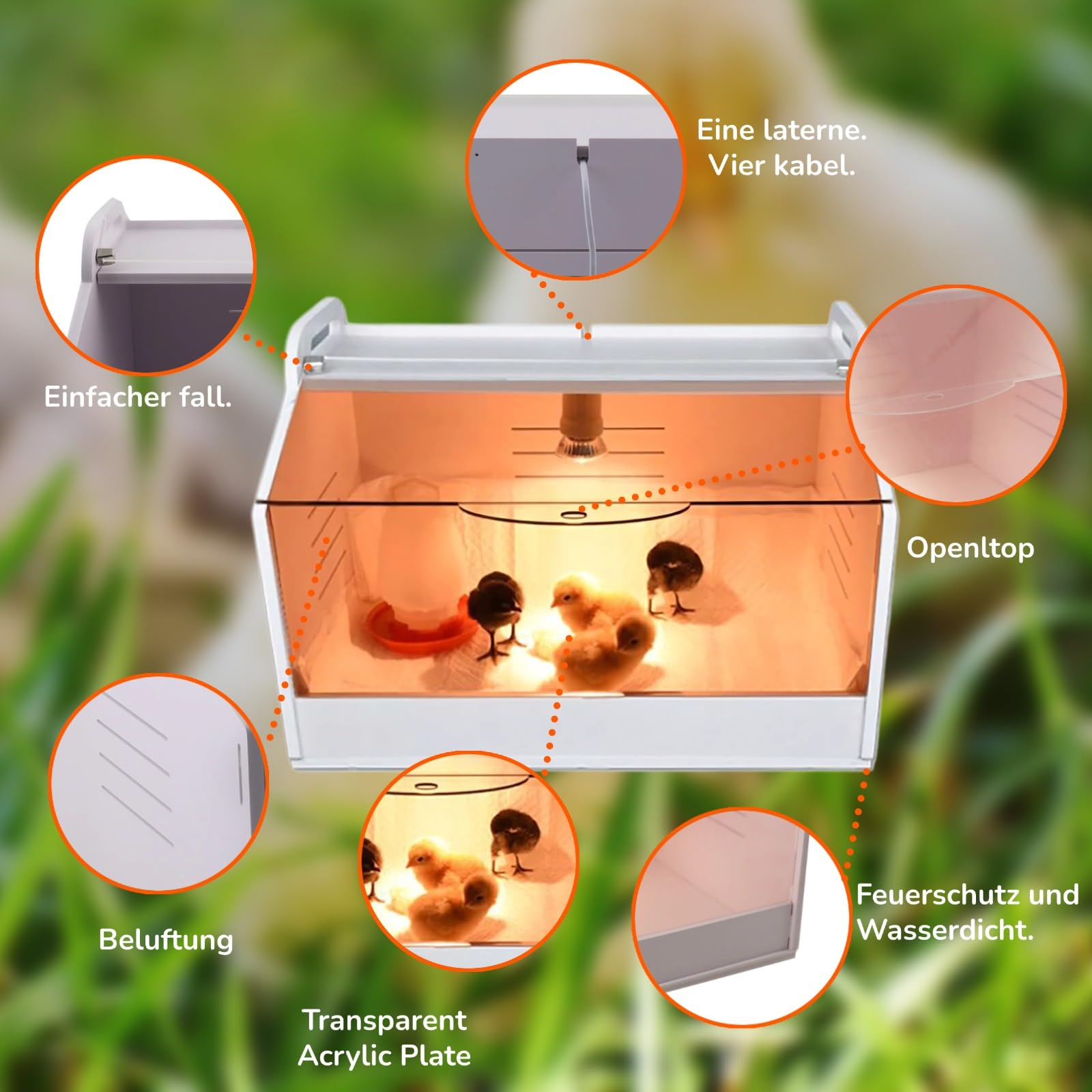 Geflügel Kükenbrüter Brutbox Ausrüstung,Tech Kükenaufzuchtbox Komplettset,Kleintiere Manuelle Inkubatorheizung, mit Transparente Öffnung,Hühnerbrutkasten Heimbrutkasten für Hühnerenten,Vögel