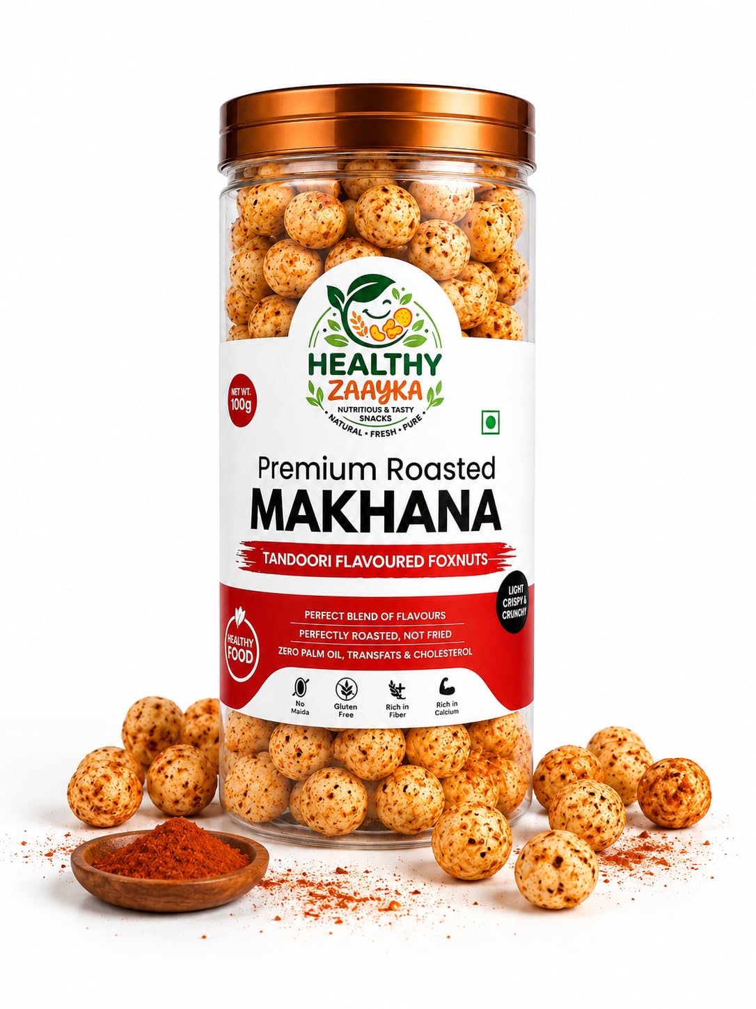 Healthy Zaayka Tandoori Flavoured Makhana (Fox Nuts) | Roasted Tandoori Makhana | Healthy Crunchy Snack | High Protein & Gluten Free | Roasted Lotus Seeds | 100g-image-47