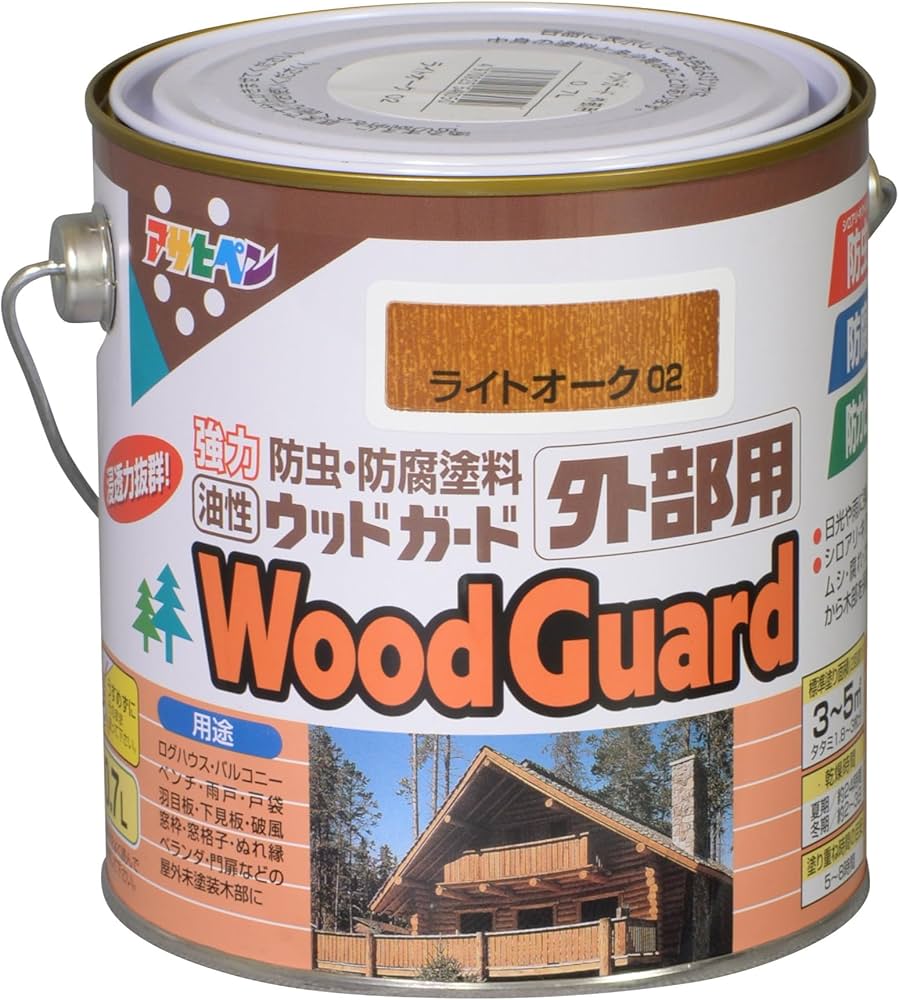 Amazon | アサヒペン 油性ウッドガード 外部用 0.7L ライトオーク 02