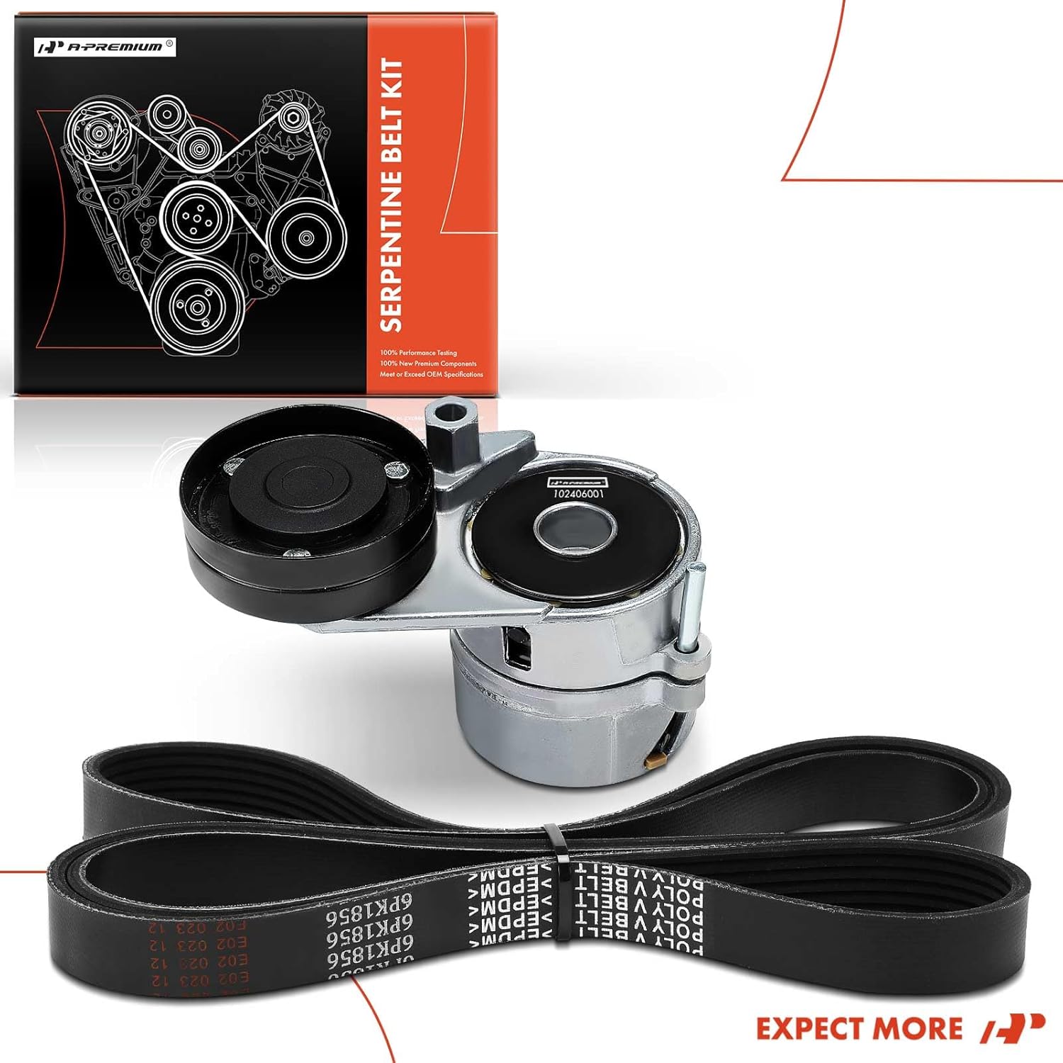 A-Premium Engine Serpentine Belt Drive Kit Compatible with Audi Cars - A6 Quattro 2000-2004, Allroad Quattro 2001-2005, S4 2000-2002 - 2.7L