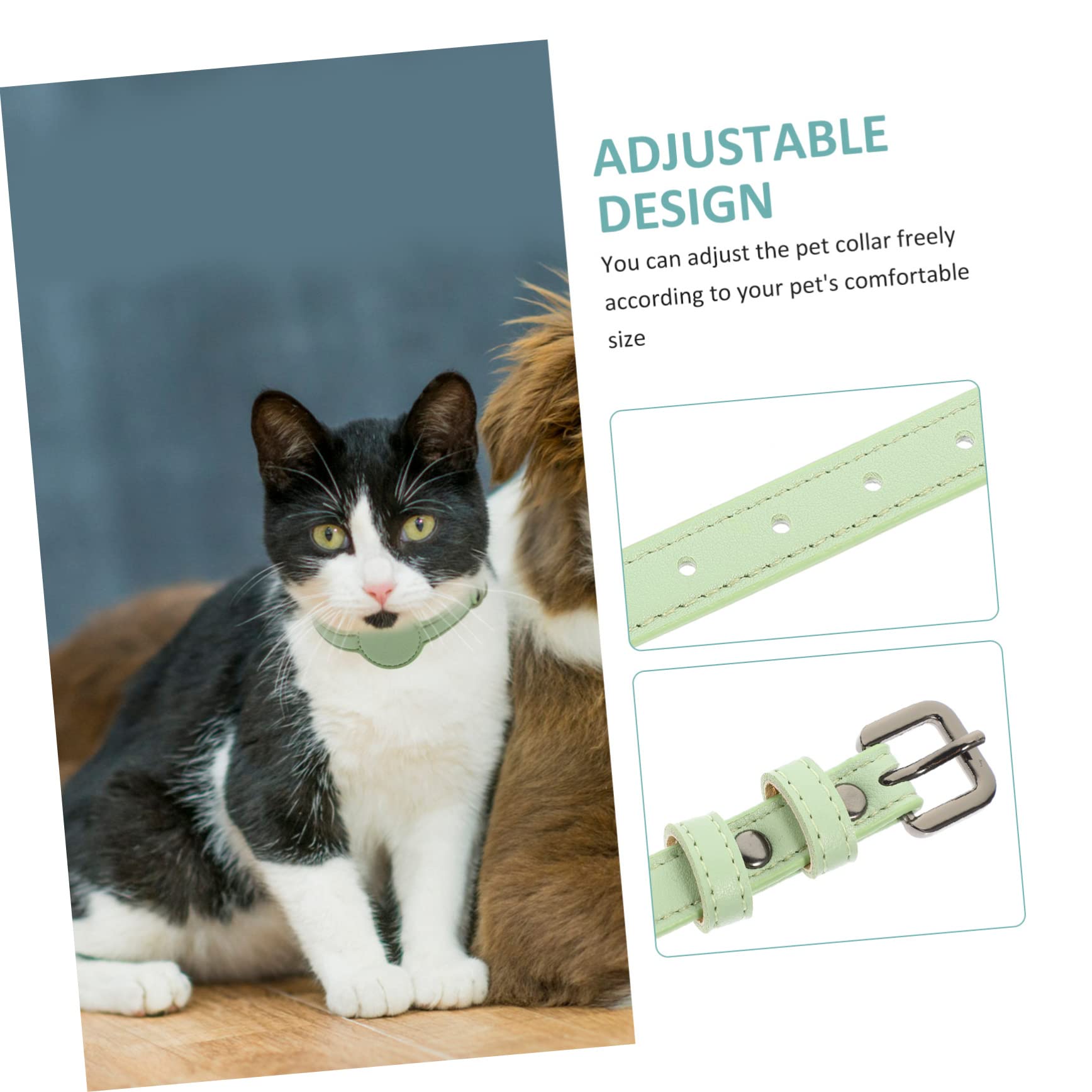FOMIYES 5stücke Cat Tracer Collar Verstellbares Atmungsaktives Katzenhalsband Aus Pu-Material Leicht Und Bequem Für Outdoor-aktivitäten Kompatibel Mit Helligrün